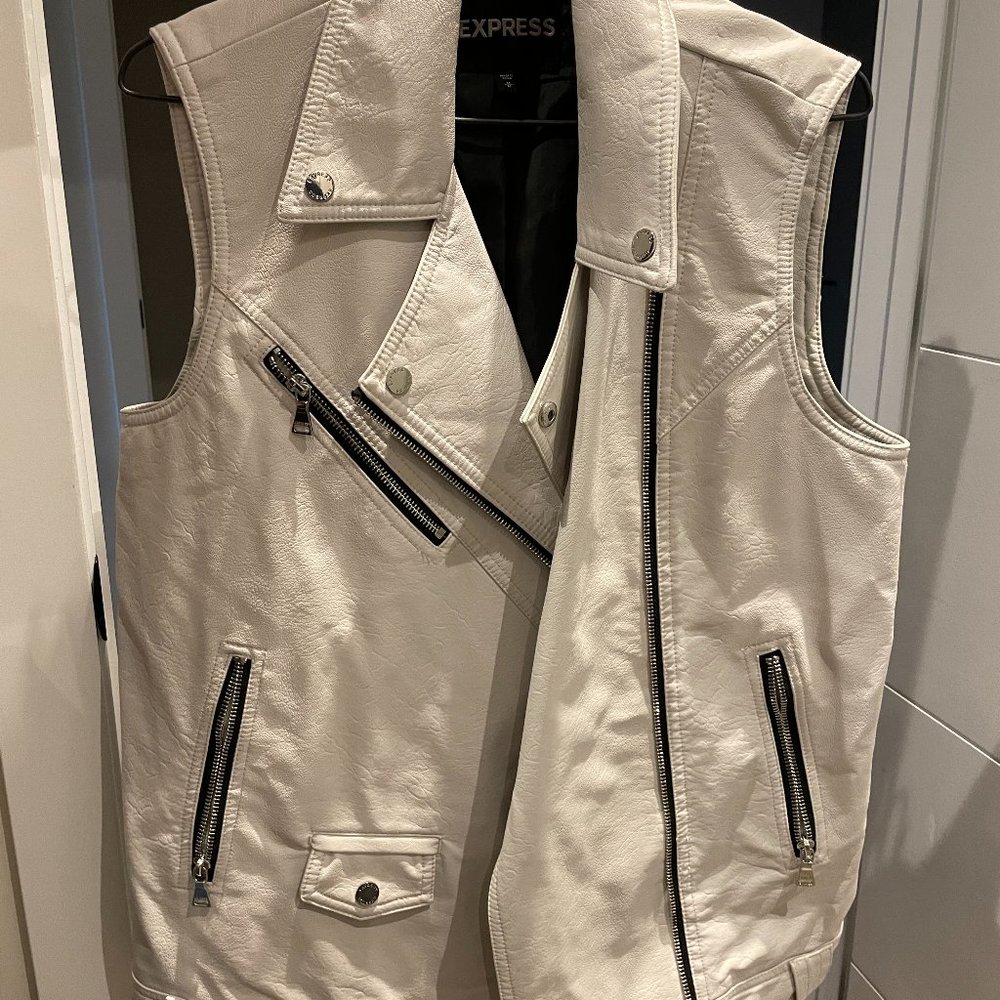 Express white leather vest
